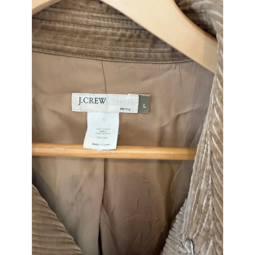 Vintage J. Crew Y2K Long Wide Wale Corduroy Trench Coat Tan L